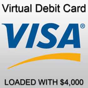 Prepaid Virtual Visa Card 4000 dollar